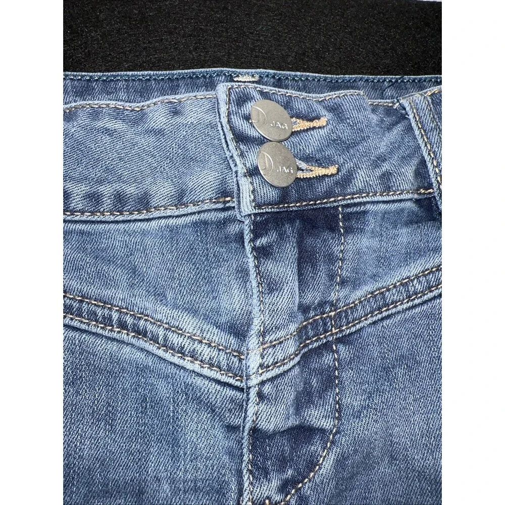 Jag Womens Size 2 Mini Skirt Blue Denim Jean Medium Wash Straight Distressed